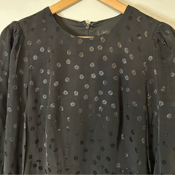 J. Crew Long Sleeve Satin Effect Mini Shift Dress in Jacquard Floral Dot - Picture 5 of 10